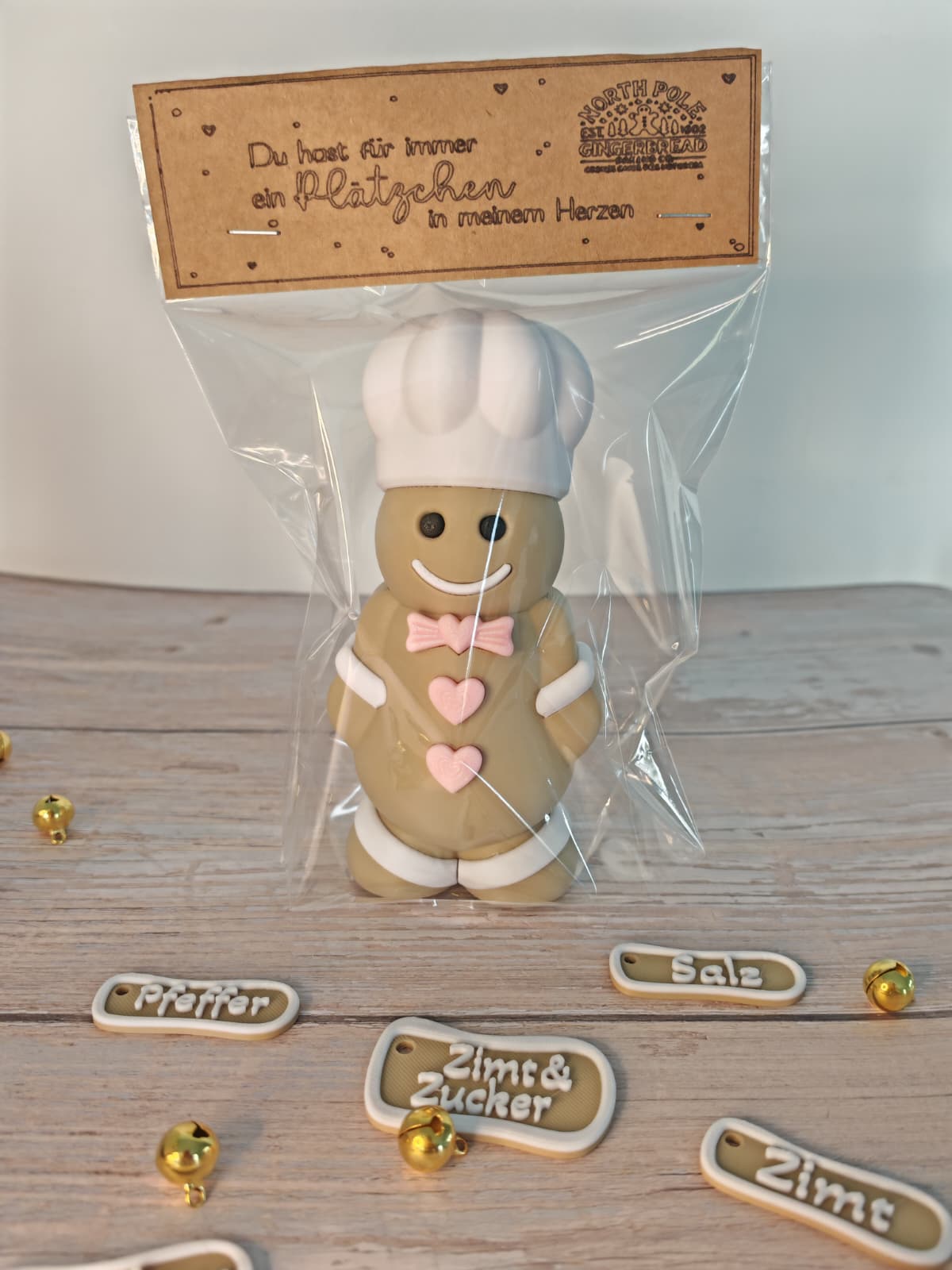 Magisches Streuer-Set – Salz & Pfeffer/Zimt & Zucker/Zucker – Deko, Wechsel-Schilder, Geschenkidee, Gingerbread Look, Winterzauber
