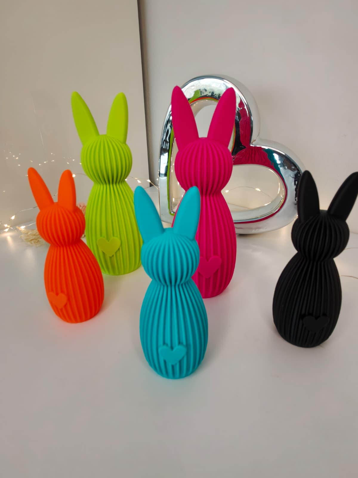 Verrückte Neon Osterdeko – Riffelhasen mit Herz | Freie Farbwahl