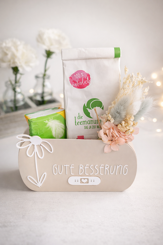 Gute Besserung Geschenkbox – kleine Aufmunterung zum liebevollen Befüllen von CozyLabs Design