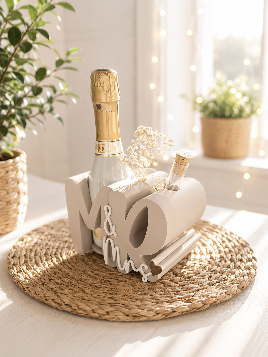 Mr & Mrs Flaschenhalter – dekorative Geschenkidee zur Hochzeit, Verlobung oder zum Jahrestag