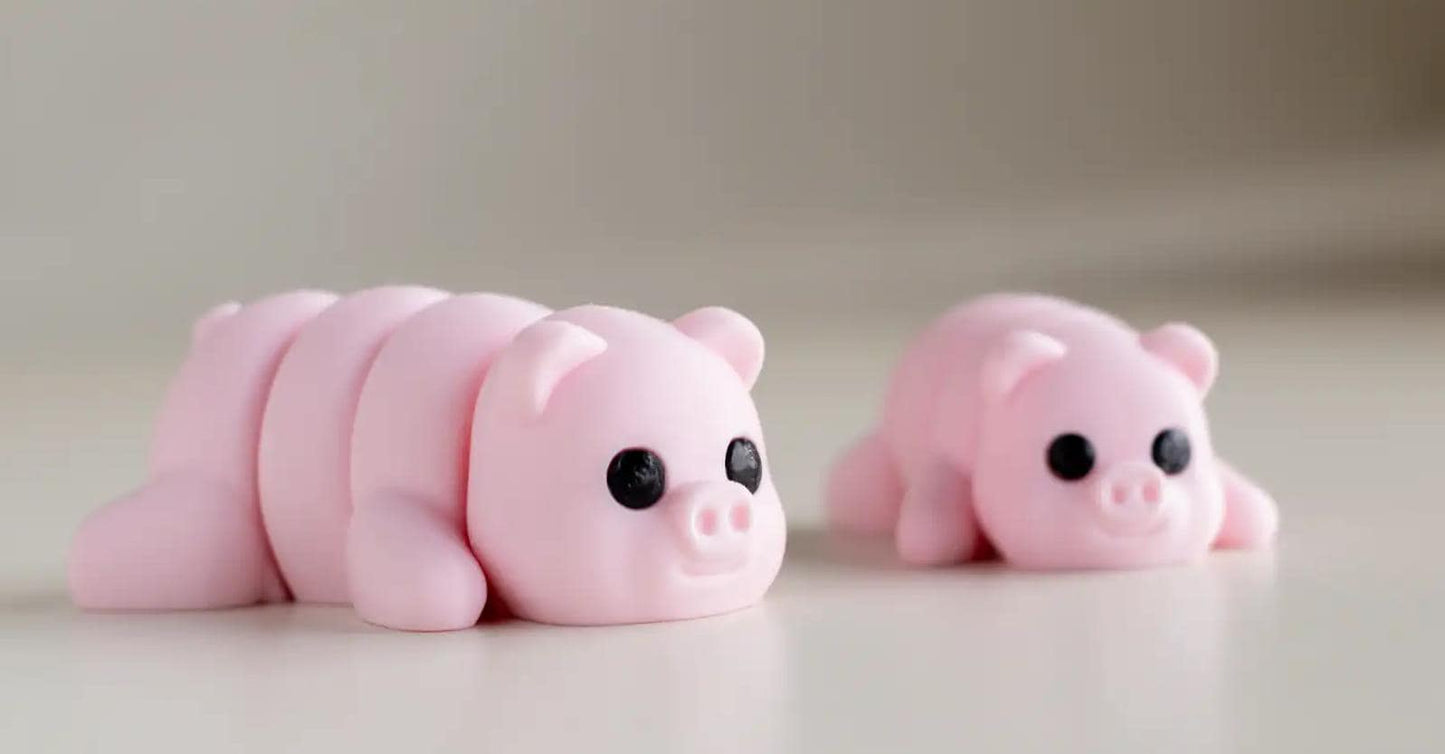 Snuggliez Baby Pig" cute flexi-figure in pink | Lucky charm | Mini animal figure to collect | CozyLabs Design