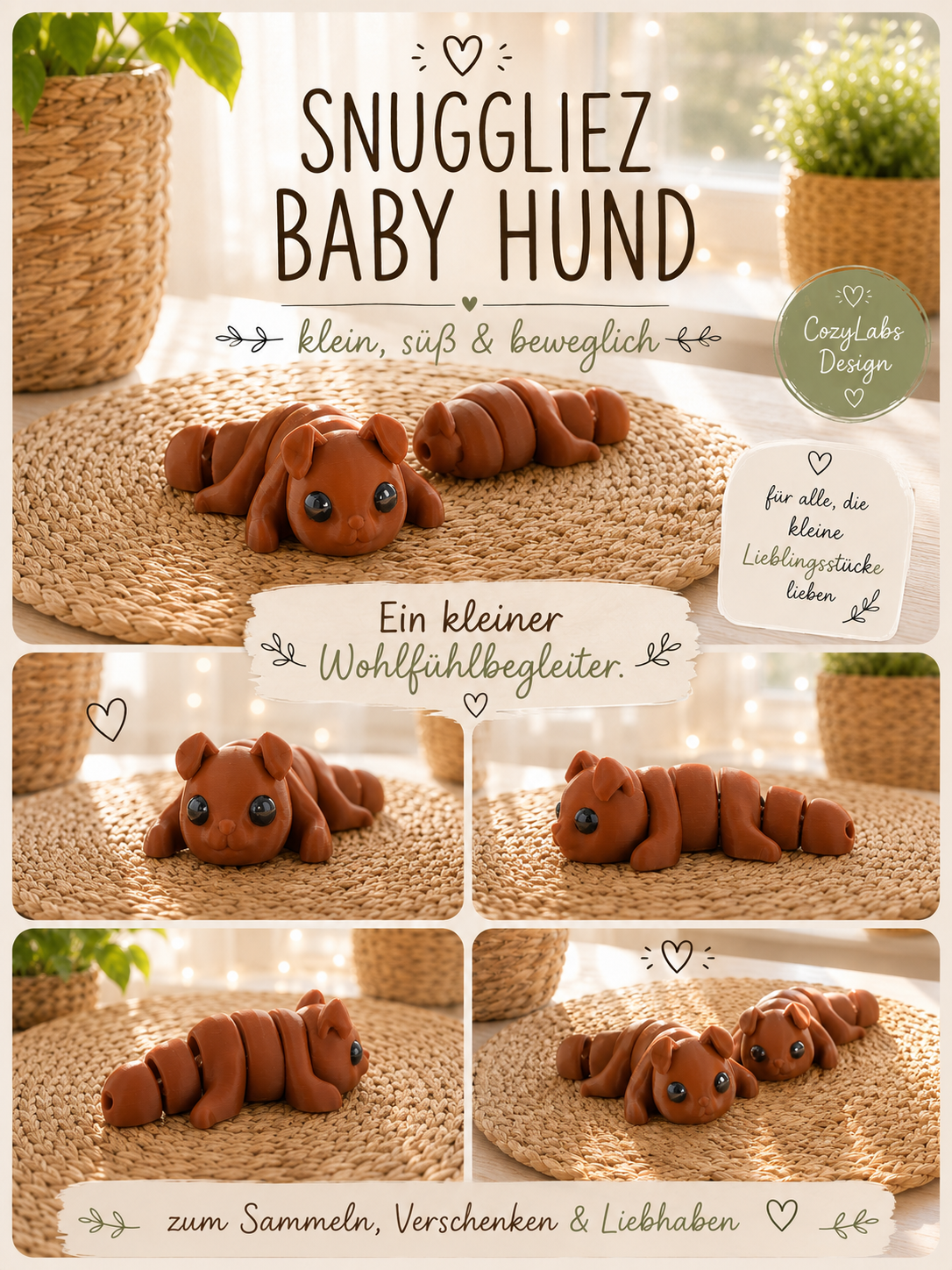Snuggliez Baby Hund – bewegliche Flexi-Figur zum Sammeln, Fummeln & Liebhaben von CozyLabs Design