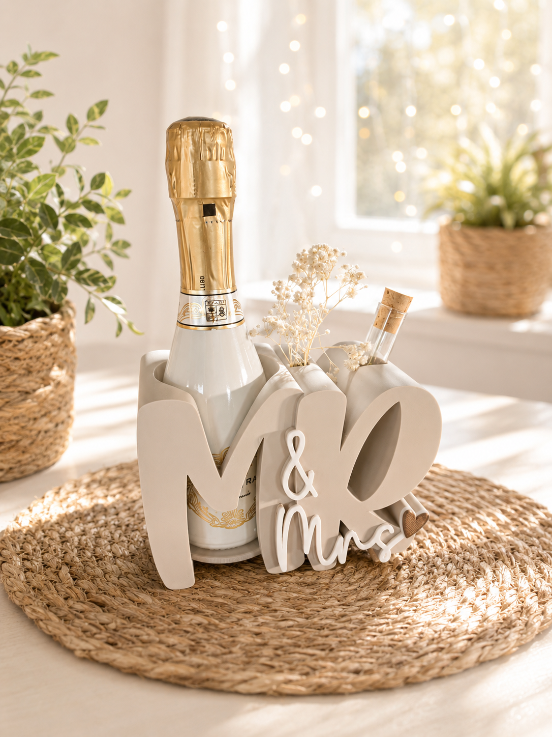 Mr & Mrs Flaschenhalter – dekorative Geschenkidee zur Hochzeit, Verlobung oder zum Jahrestag