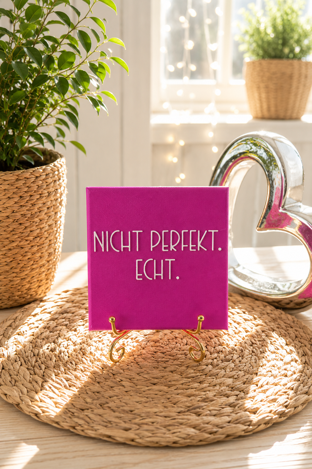 Sprüchekachel „Nicht perfekt. Echt“ von CozyLabs Design