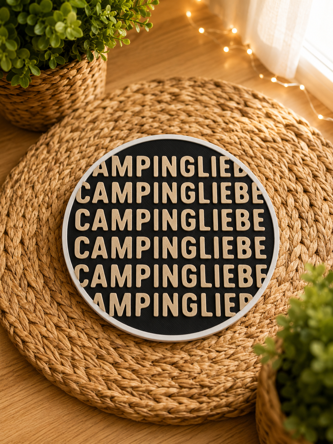 Camping Untersetzer Set mit Halter – 6-teiliges Wohnmobil & Camping Geschenk