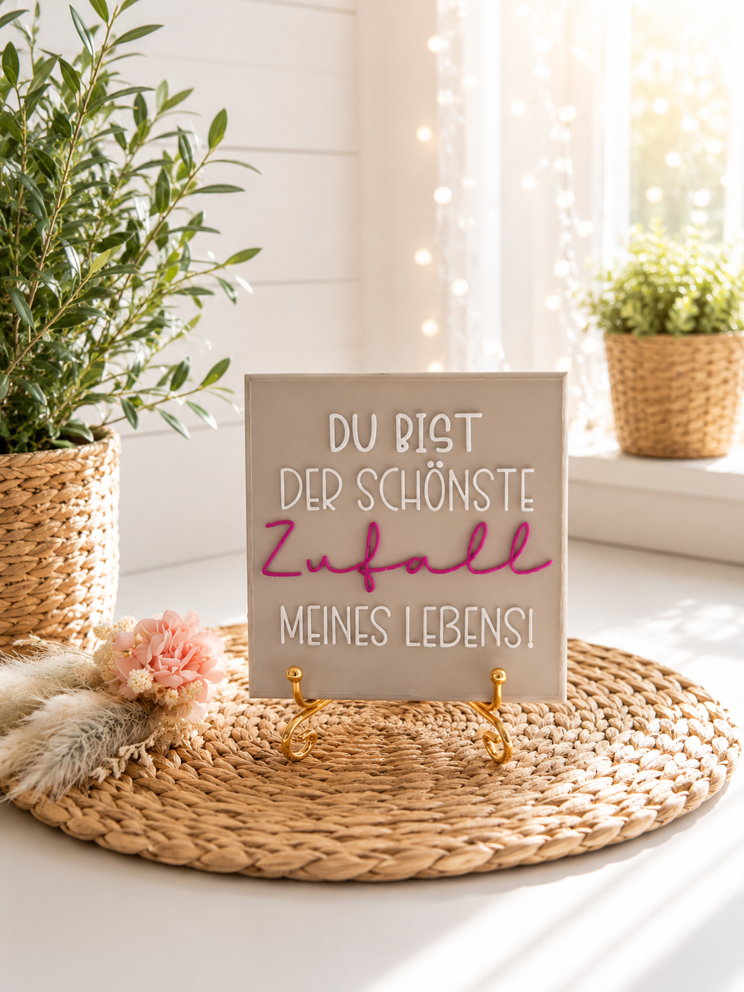 Sprüchekachel „Du bist der schönste Zufall meines Lebens“ von CozyLabs Design