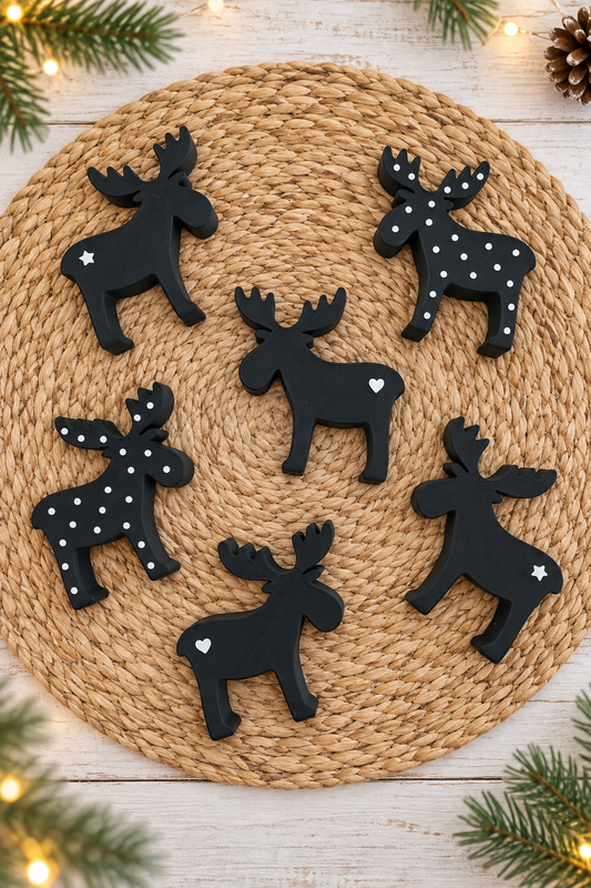 Weihnachtselche 6er-Set – Elch Deko zu Weihnachten mit freier Farbwahl