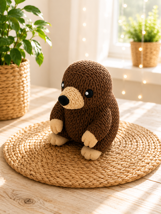 Maulwurf-Figur in Strickoptik von CozyLabs Design