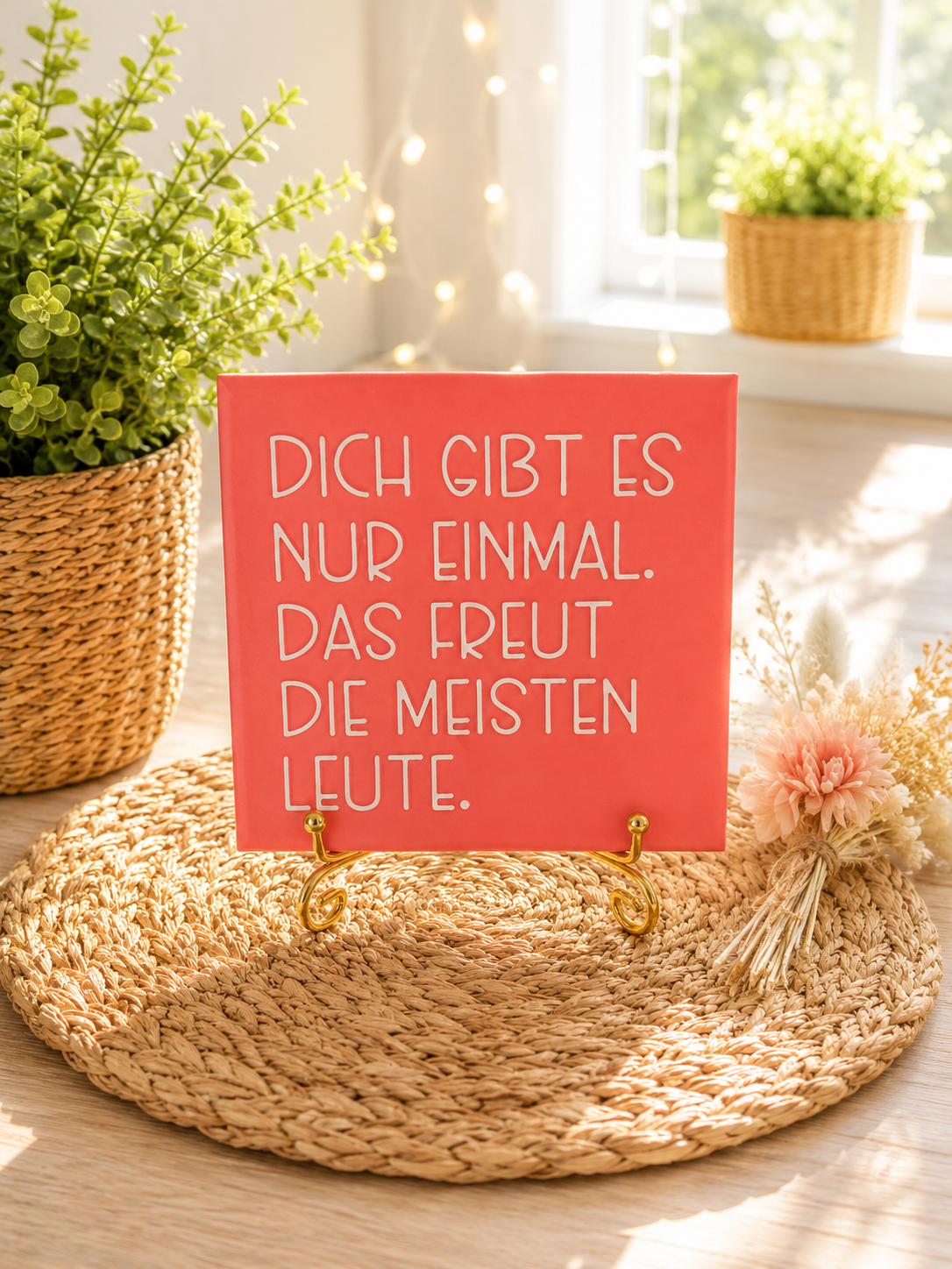 Sprüchekachel „Dich gibts nur einmal. Das freut die meisten Leute“ von CozyLabs Design