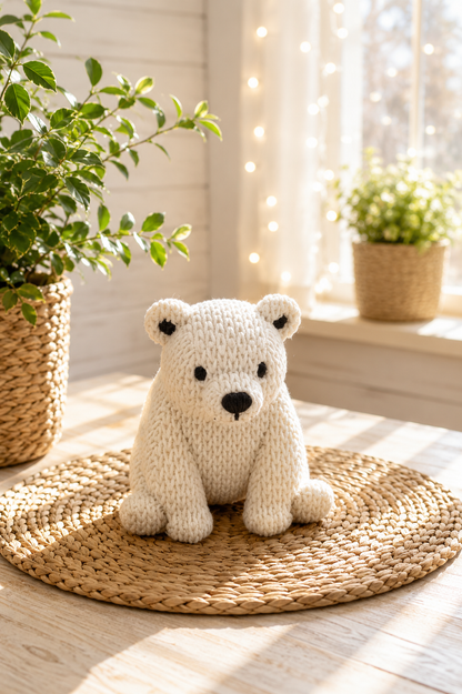 Eisbär-Miniatur mit gestrickter Oberfläche von CozyLabs Design