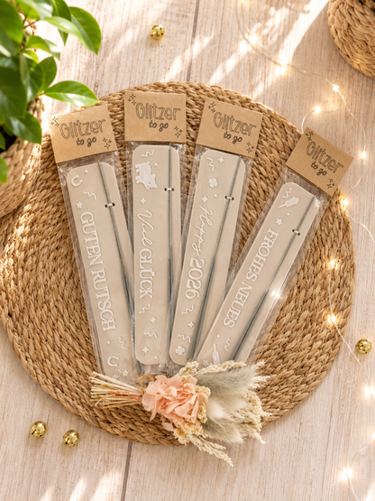 Glitzer-to-go Wunderkerzen Brettchen – kleines Geschenk & liebevolles Mitbringsel von CozyLabs Design