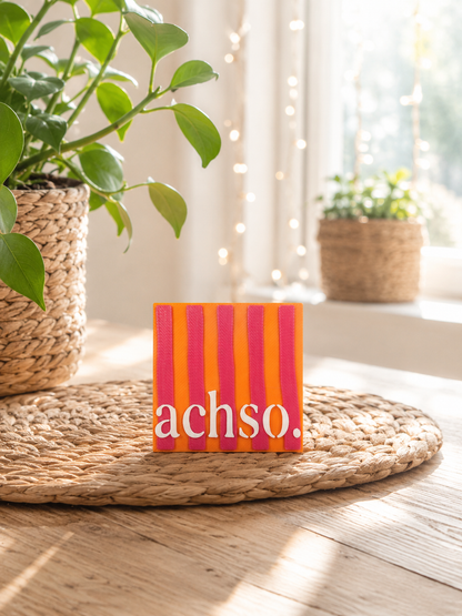 Pink Statement Magnete 5 × 5 cm mit Spruch – personalisierbare Kühlschrankmagnete mit freier Farbwahl