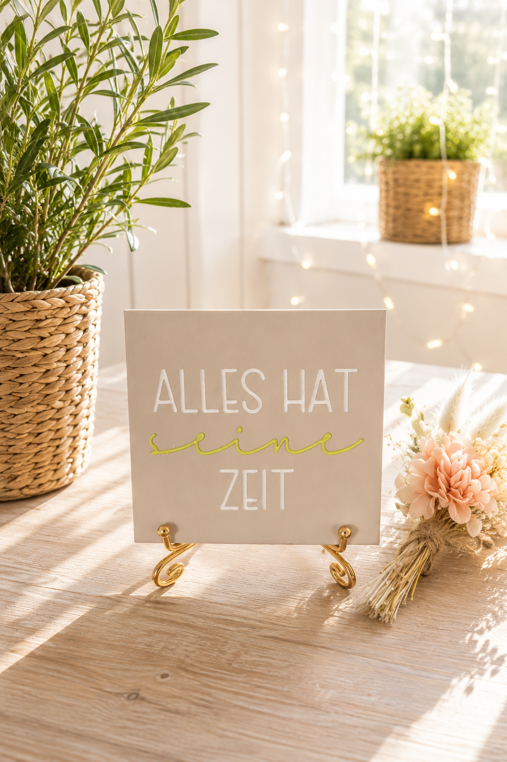Sprüchekachel „Alles hat seine Zeit“ von CozyLabs Design
