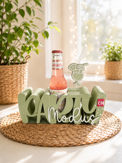 Party Modus Flaschenhalter mit Glasstrohhalm & Cocktail-Topper – Geschenkidee für Mädelsabend, Geburtstag & Party