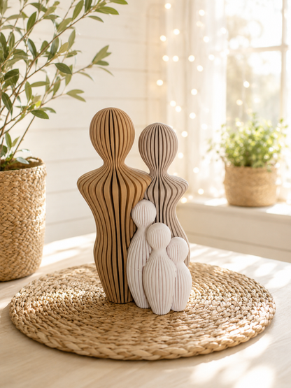 Familienglück – minimalistische Familienfigur mit bis zu 4 Kindern