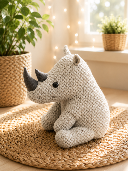 Nashorn-Figur in Strickoptik von CozyLabs Design