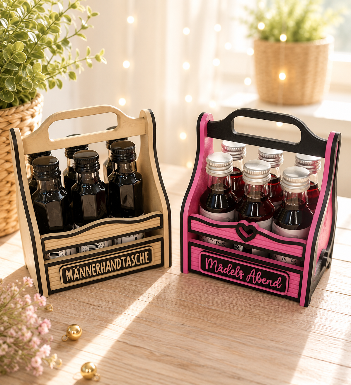 Schnapskorb für 6 Fläschchen als Geschenkidee von CozyLabs Design