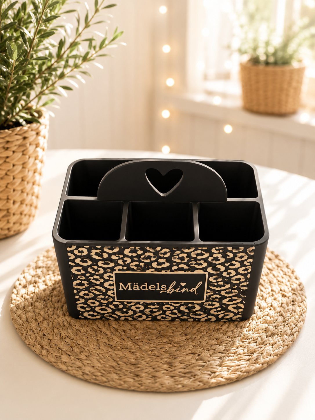 Besteckkasten mit Herzgriff – Besteckhalter mit Wunschfront für Küche, Tisch & Grillabend