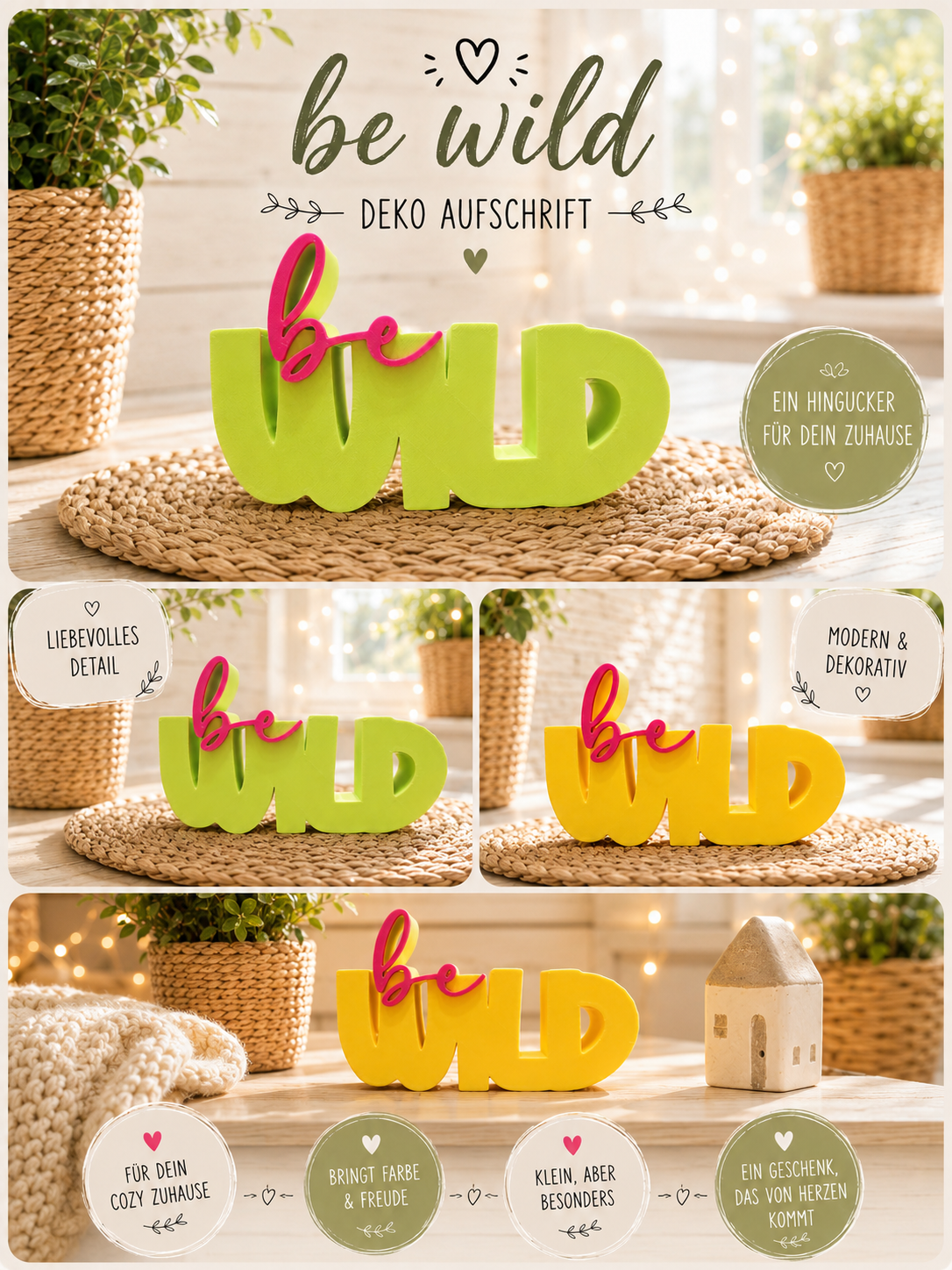 be wild – moderner Schriftzug | freie Farbwahl