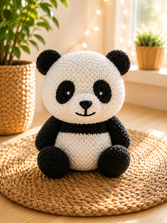 Panda-Figur in Strickoptik von CozyLabs Design