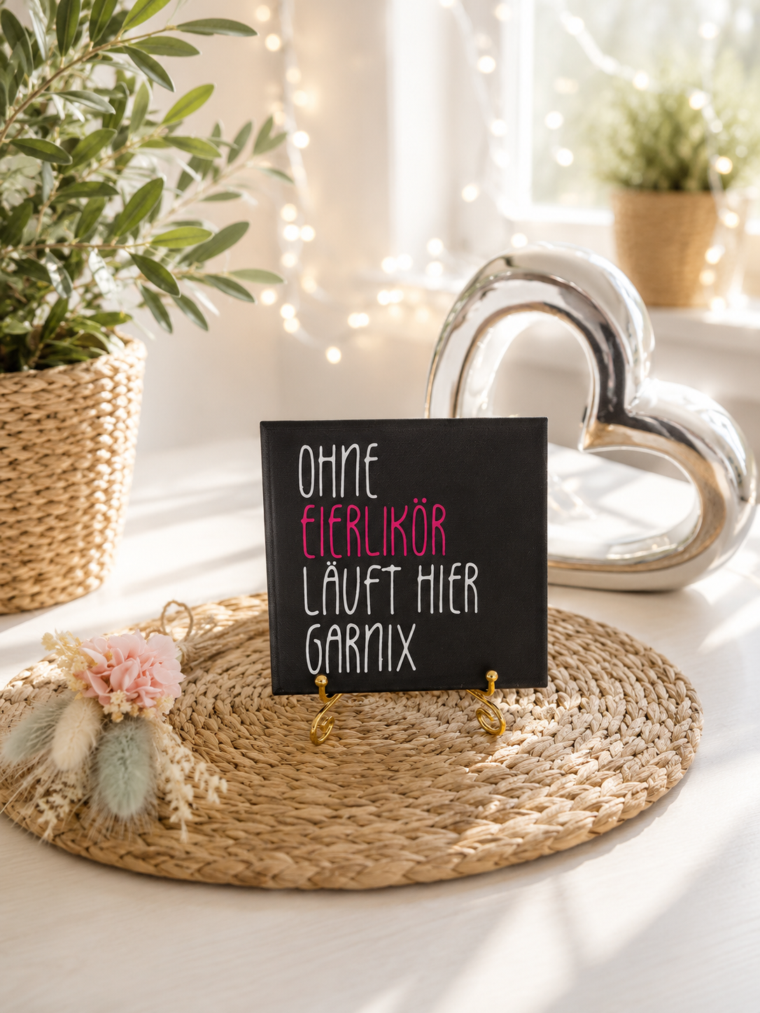 Sprüchekachel Ohne Eierlikör von CozyLabs Design, dekorative Kachel 2 Go Geschenkidee
