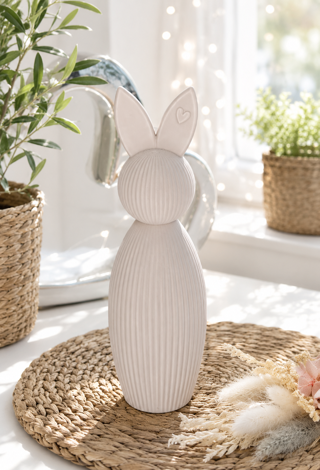 Hasenfigur mit Riffeloptik als Osterdeko von CozyLabs Design