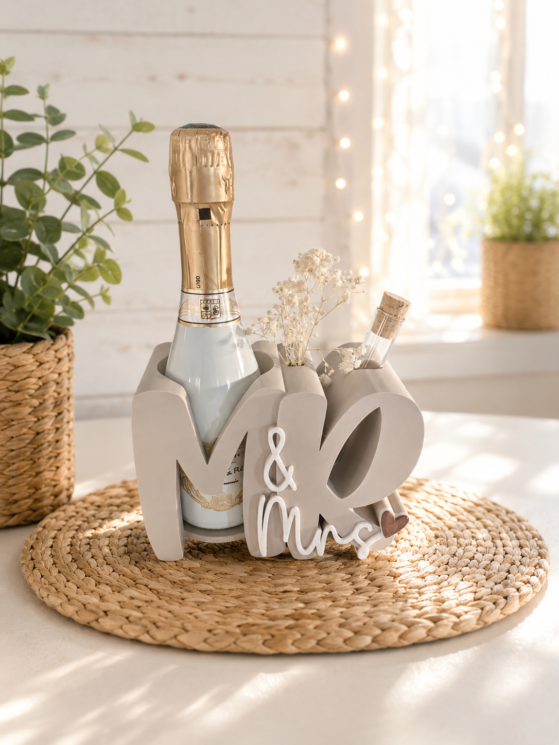 Mr & Mrs Flaschenhalter – dekorative Geschenkidee zur Hochzeit, Verlobung oder zum Jahrestag