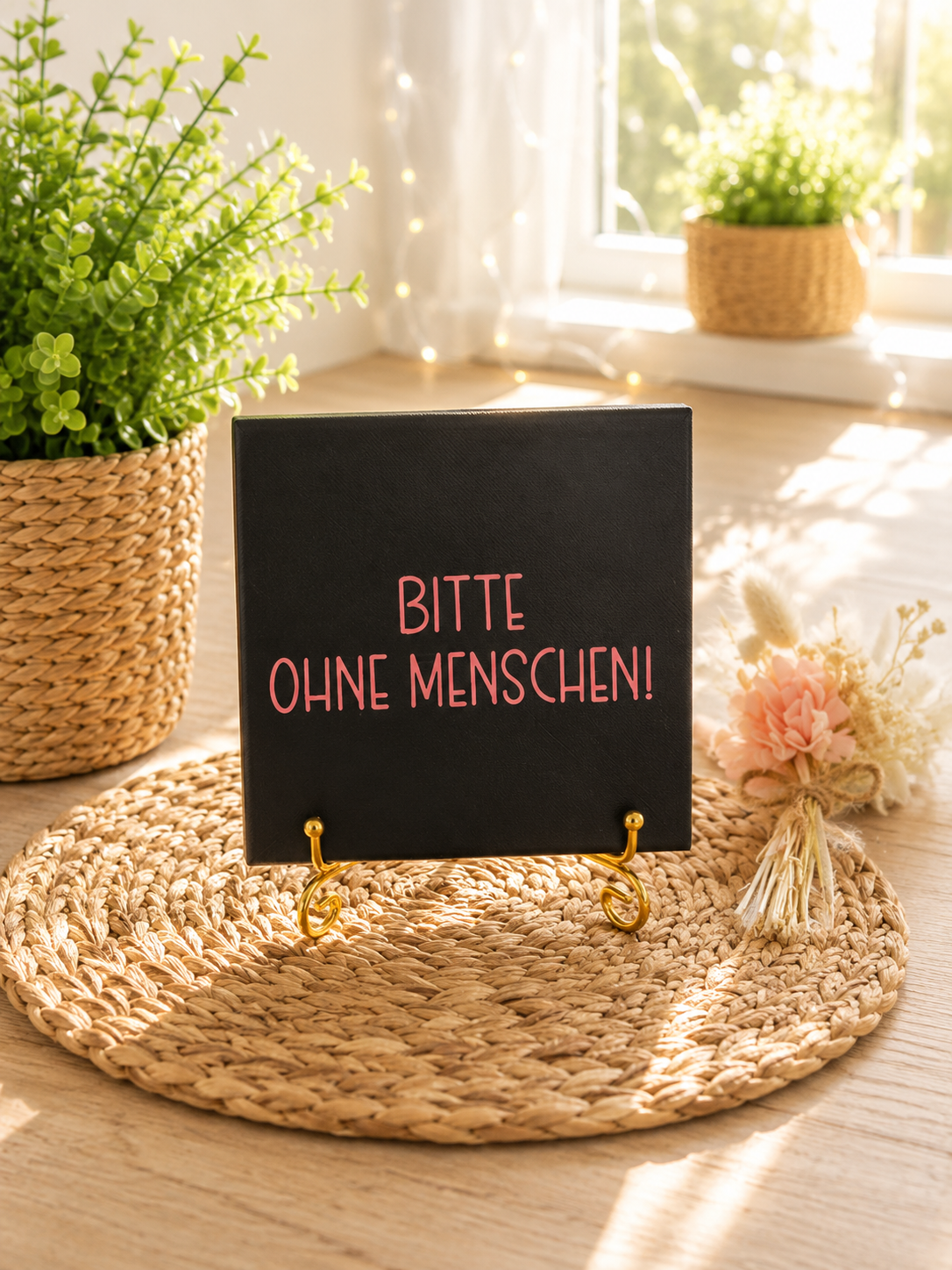 Sprüchekachel „Bitte ohne Menschen“ von CozyLabs Design