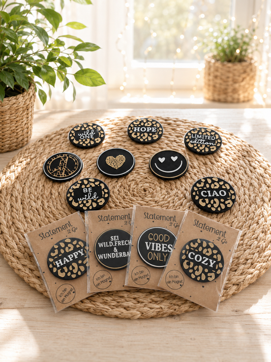 Leo Magnet mit Statement im Leoparden-Design von CozyLabs Design
