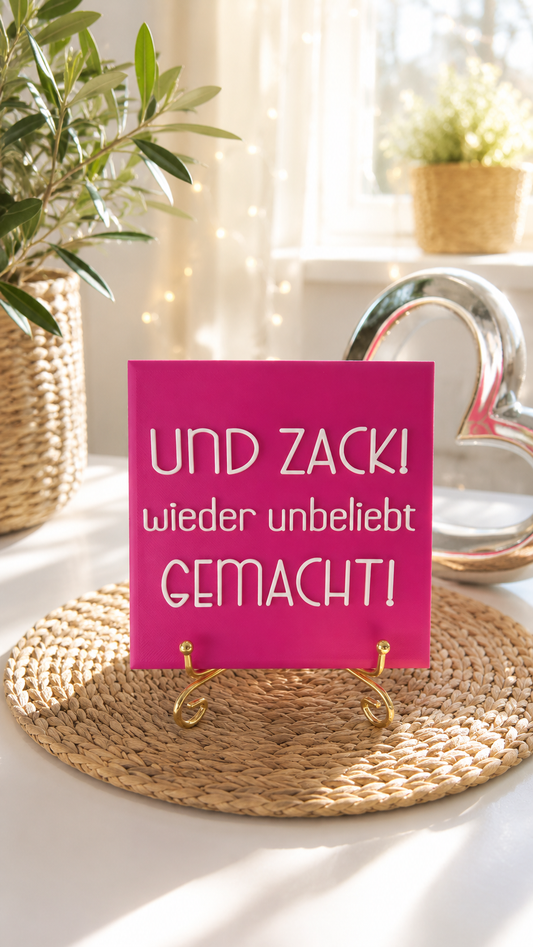 Sprüchekachel „und zack, wieder unbeliebt gemacht“ von CozyLabs Design