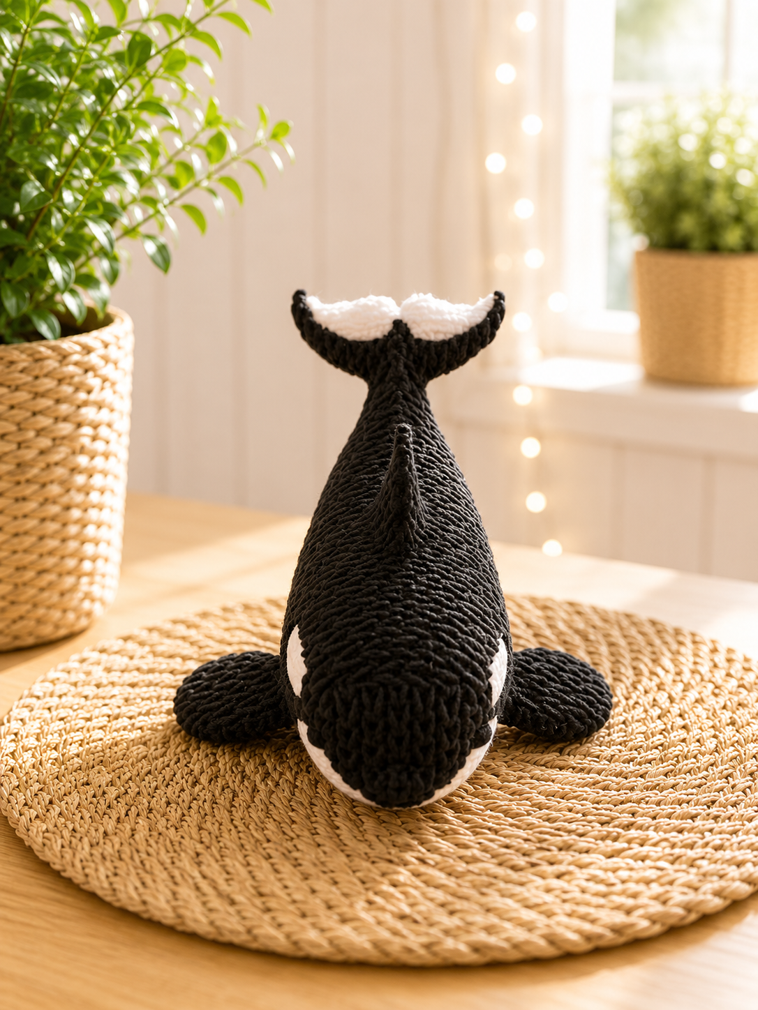 Schwertwal-Miniatur mit gestrickter Oberfläche von CozyLabs Design
