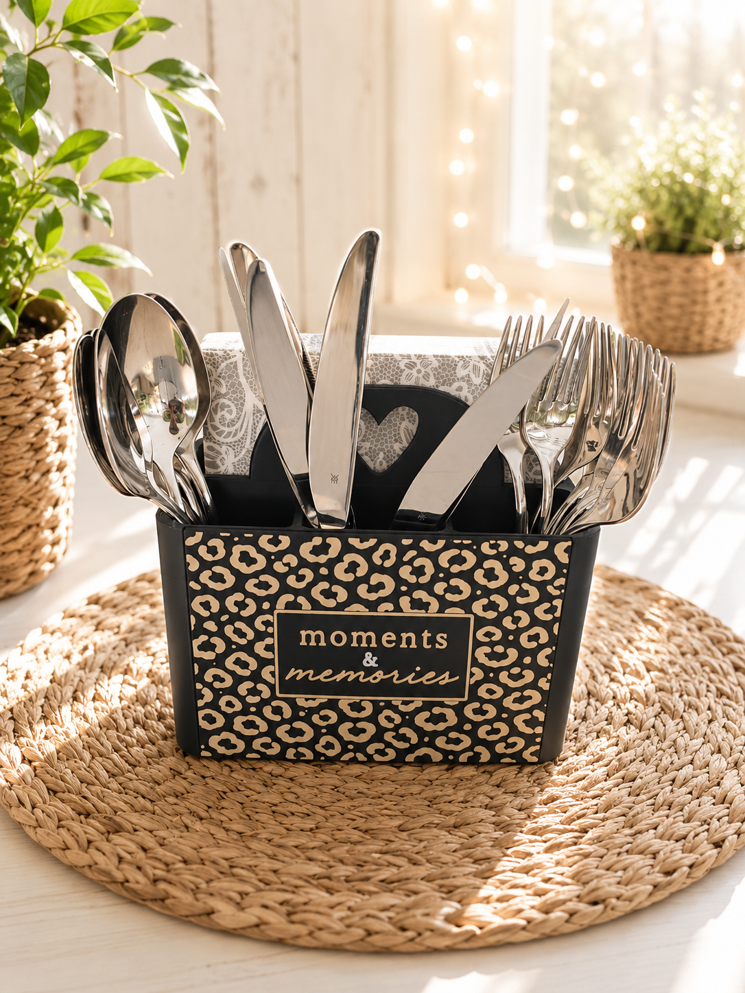 Besteckkasten mit Herzgriff – Besteckhalter mit Wunschfront von CozyLabs Design
