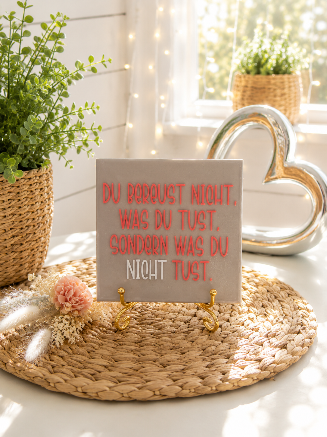 Sprüchekachel „Du bereust nicht was du tust, sondern was du nicht tust“ von CozyLabs Design