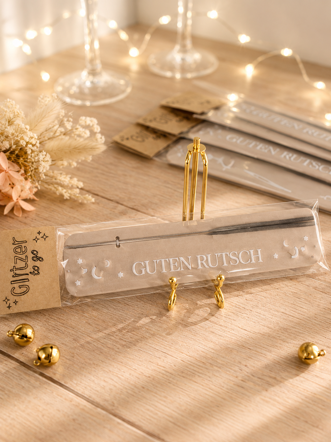 Glitzer-to-go Wunderkerzen Brettchen – kleines Geschenk & liebevolles Mitbringsel von CozyLabs Design