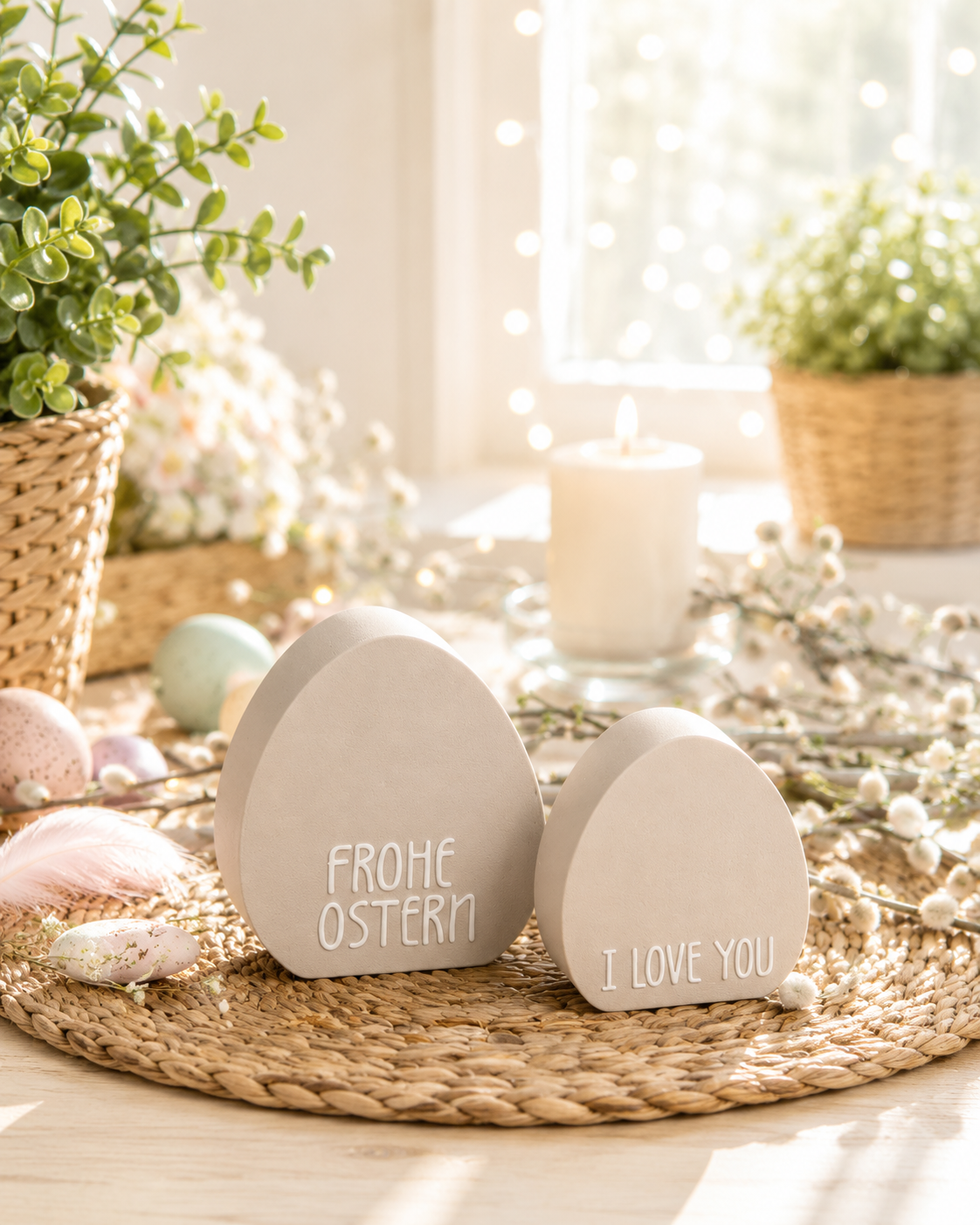 Oster-Eier Deko Set 3er-Set mit Schrift und Wunschfarbe von CozyLabs Design