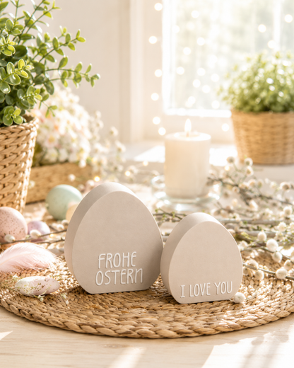 Oster-Eier Deko Set 3er-Set mit Schrift und Wunschfarbe von CozyLabs Design