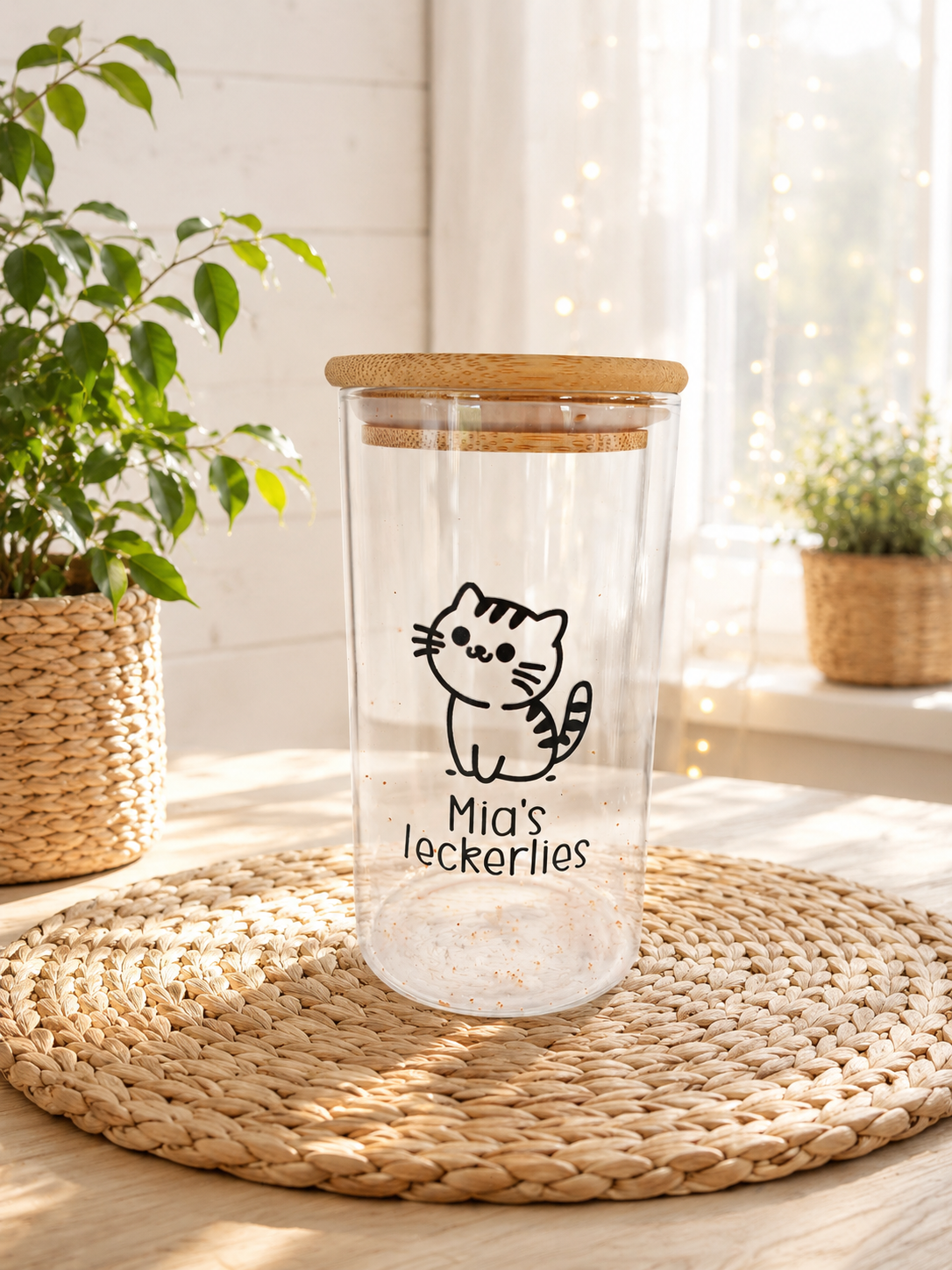 Personalisiertes Leckerli-Glas mit Bambusdeckel