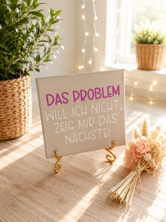 Sprüchekachel „Das Problem will ich nicht. Zeig mir das nächste“ von CozyLabs Design