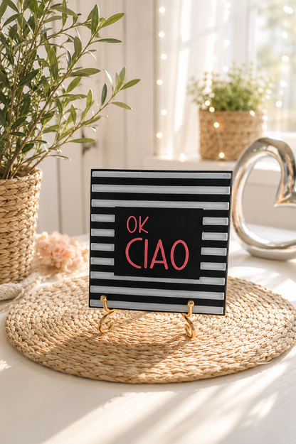 Sprüchekachel „ok ciao“ von CozyLabs Design