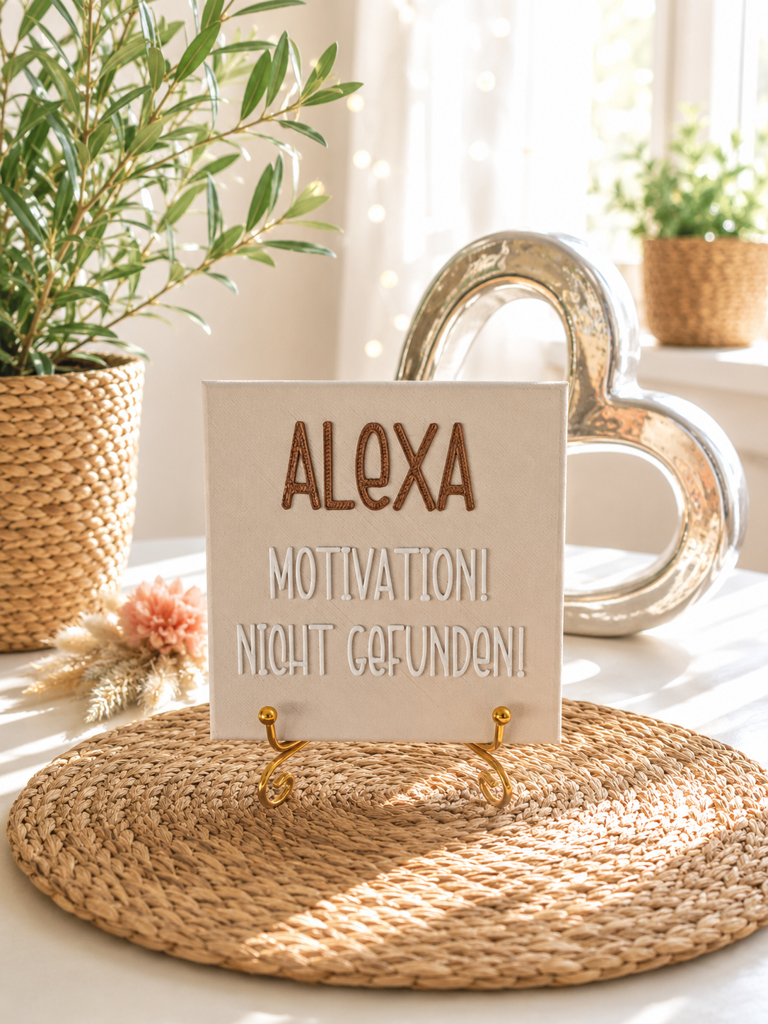 Sprüchekachel „Alexa, Motivation nicht gefunden“ von CozyLabs Design