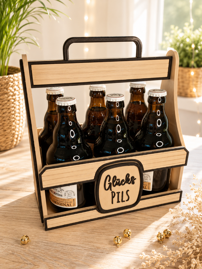 Sechser Bierkiste „Rakete“ – Bierträger mit Spruch von CozyLabs Design