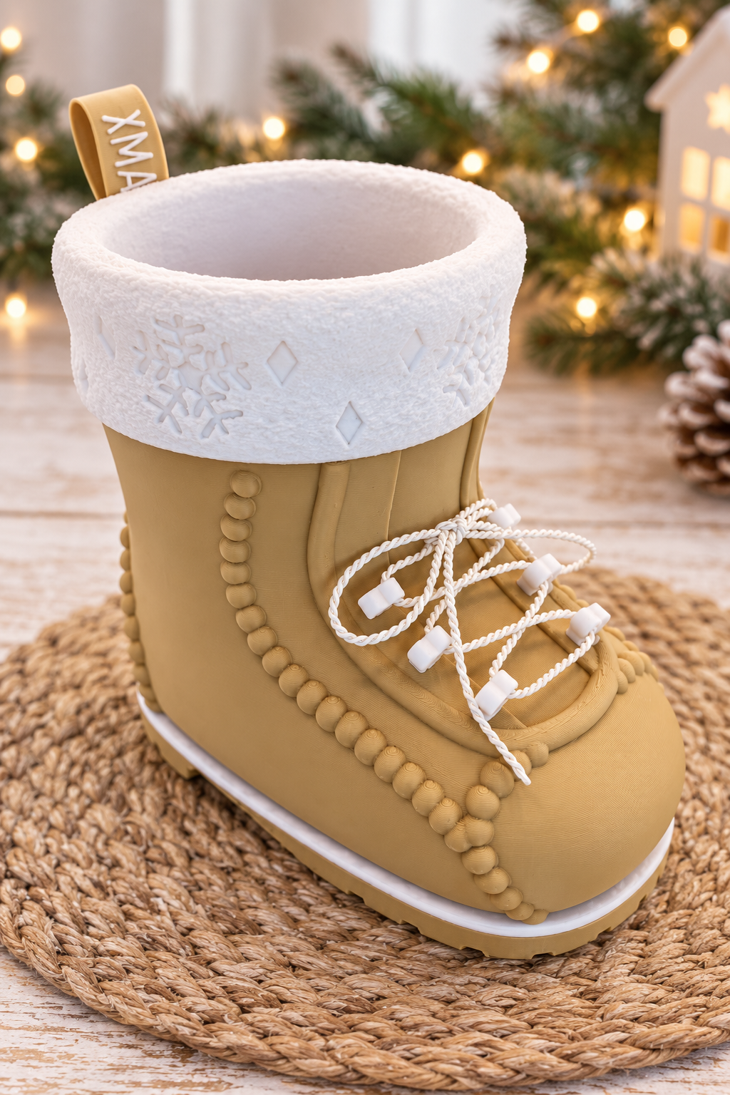 Liebevoller Nikolausstiefel – winterliche Deko & Geschenkidee (16 × 15 × 9 cm)