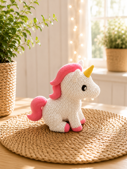 Einhorn in Strickoptik als Geschenkidee von CozyLabs Design