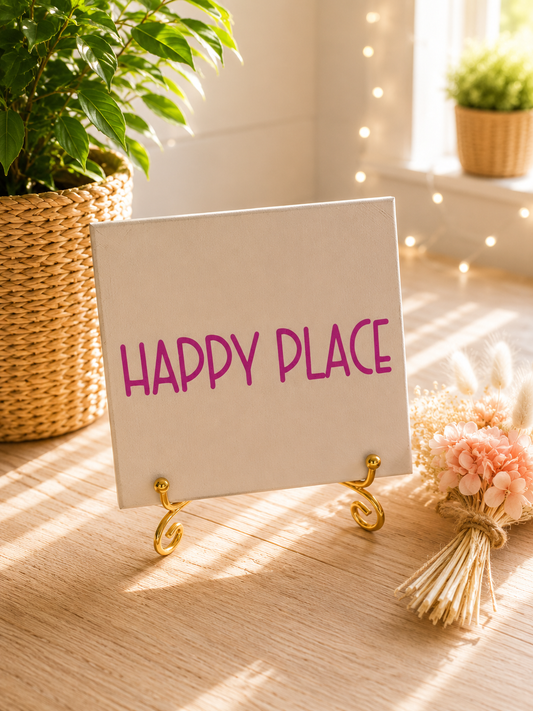 Sprüchekachel „Happy Place“ von CozyLabs Design