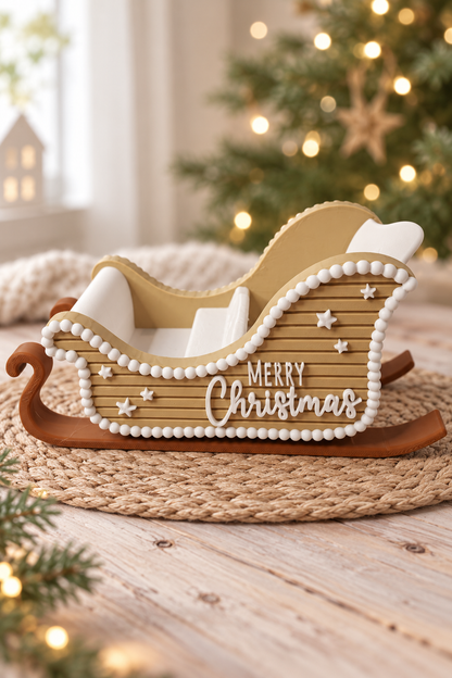 Weihnachtsschlitten mit 3 Rentieren – Rudolf mit roter Nase