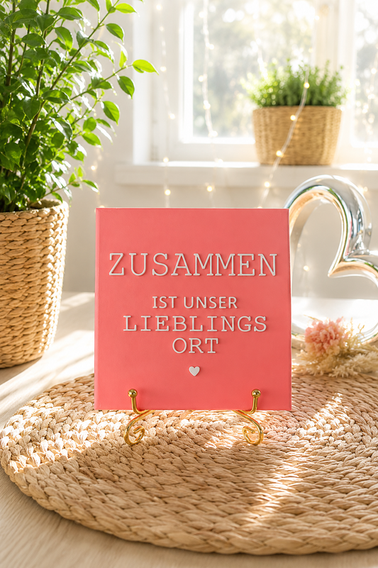 Sprüchekachel „Zusammen ist unser Lieblingsort“ von CozyLabs Design