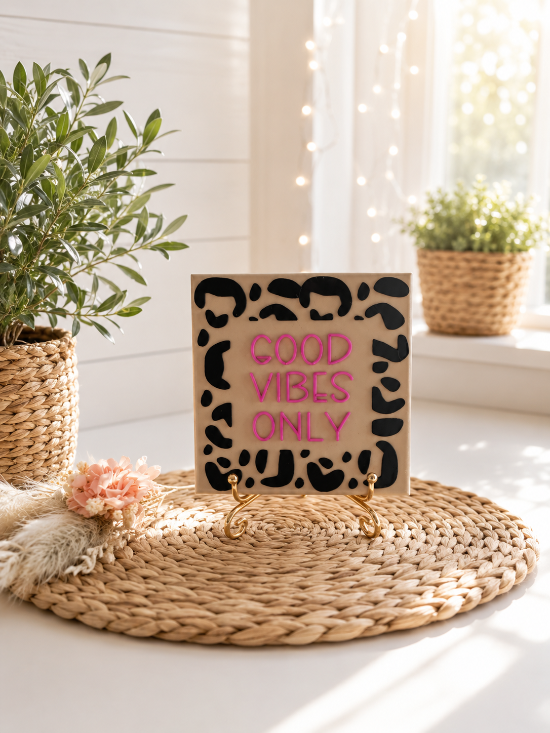 Sprüchekachel „good Vibes only“ von CozyLabs Design