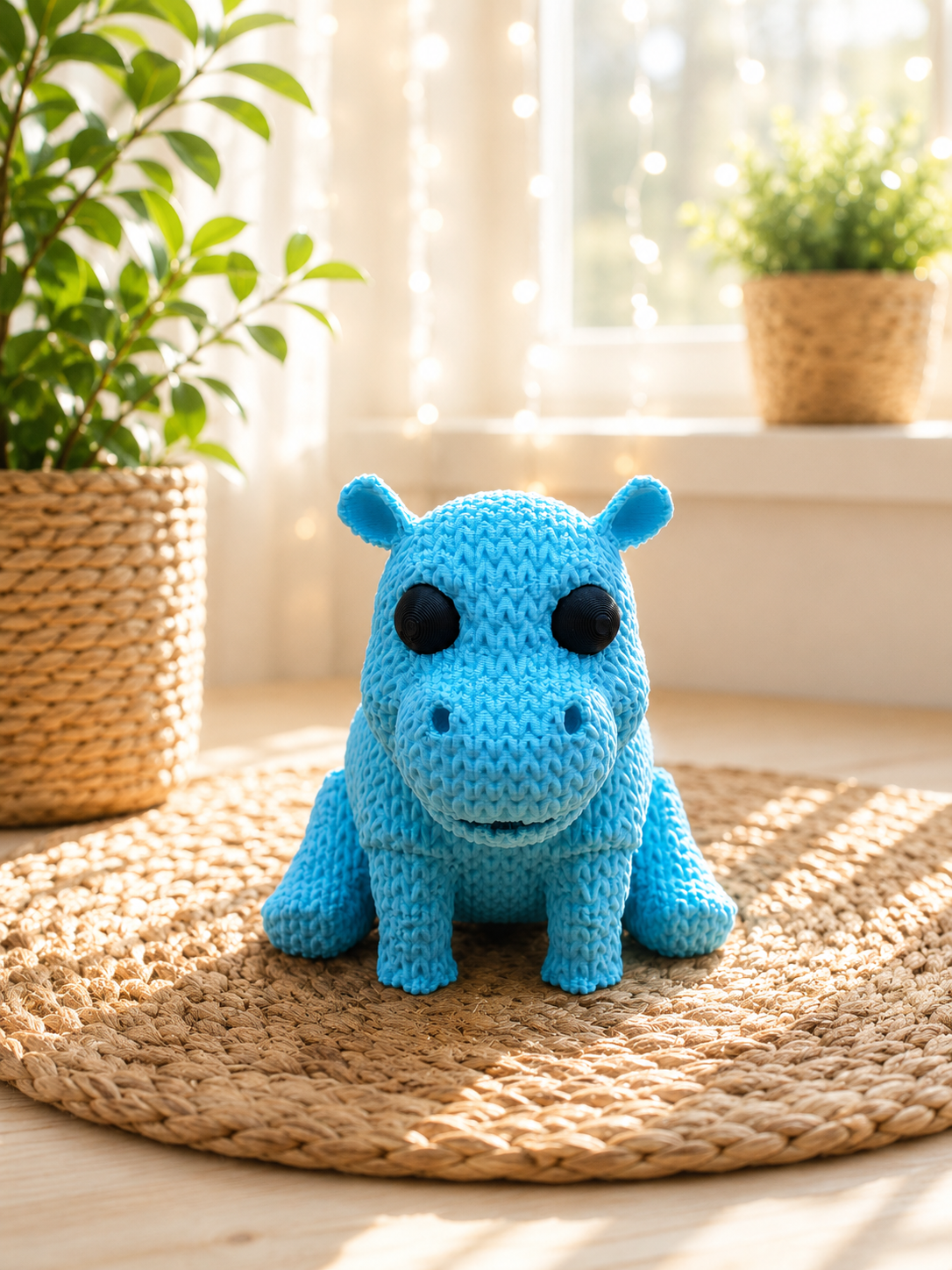 Flusspferd-Miniatur mit gestrickter Oberfläche von CozyLabs Design