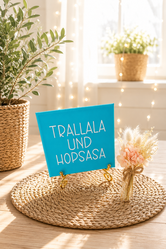Sprüchekachel „Trallala und Hopsasa"