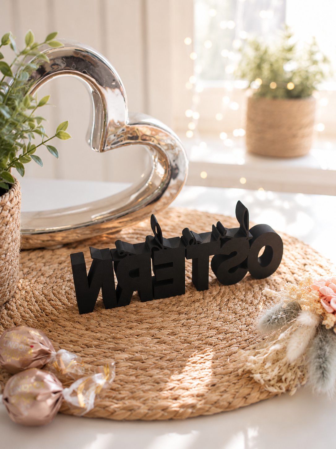 „Frohe Ostern“ Schriftzug 3D – liebevolle Osterdeko zum Aufstellen | freie Farbwahl